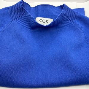 COS Cropped Knitted Mock Neck Bright Blue Top